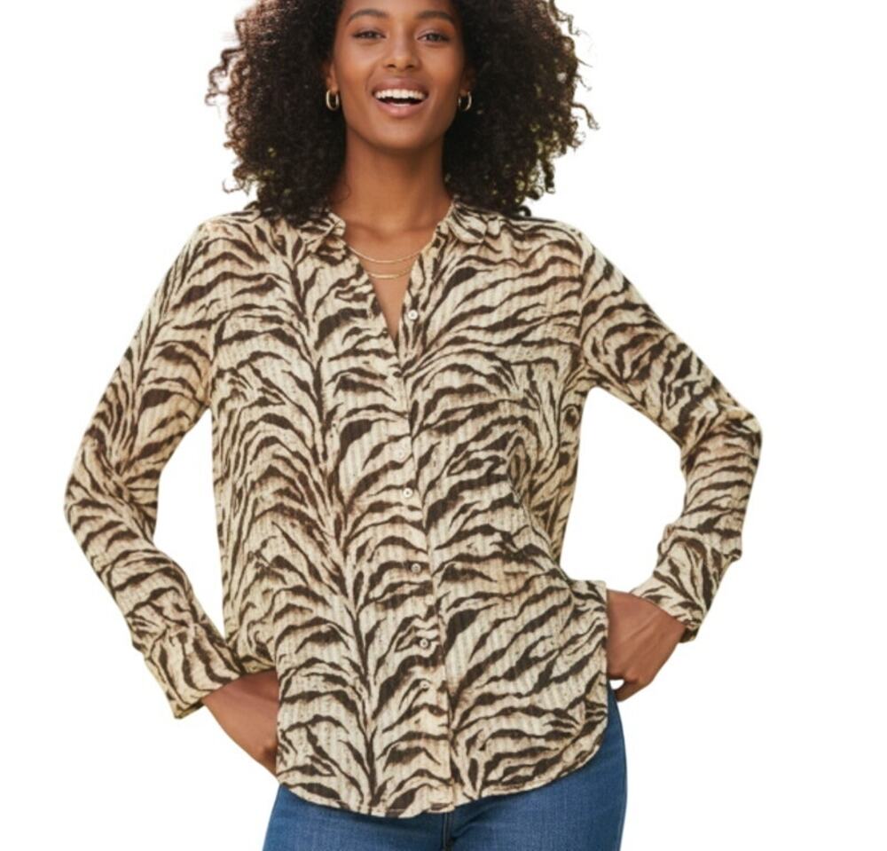 Bash Women's Isaac Zebra Long Sleeve Lightweight Shirt size Small